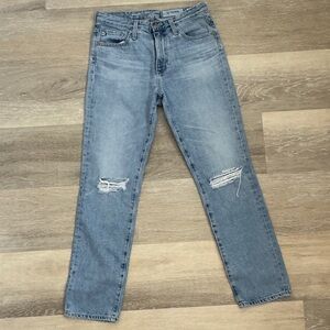 AG DENIM straight leg with knee rips